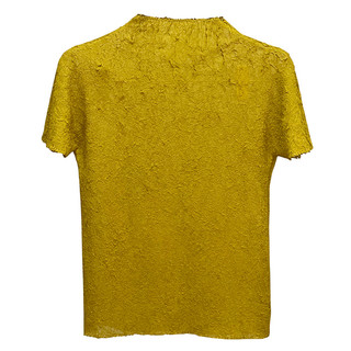Miyake Xếp Ly Top Nữ Tính Khí Mùa Hè Cổ Đứng Lên Áo Thun Tay Ngắn Ôm Hơn Nhìn