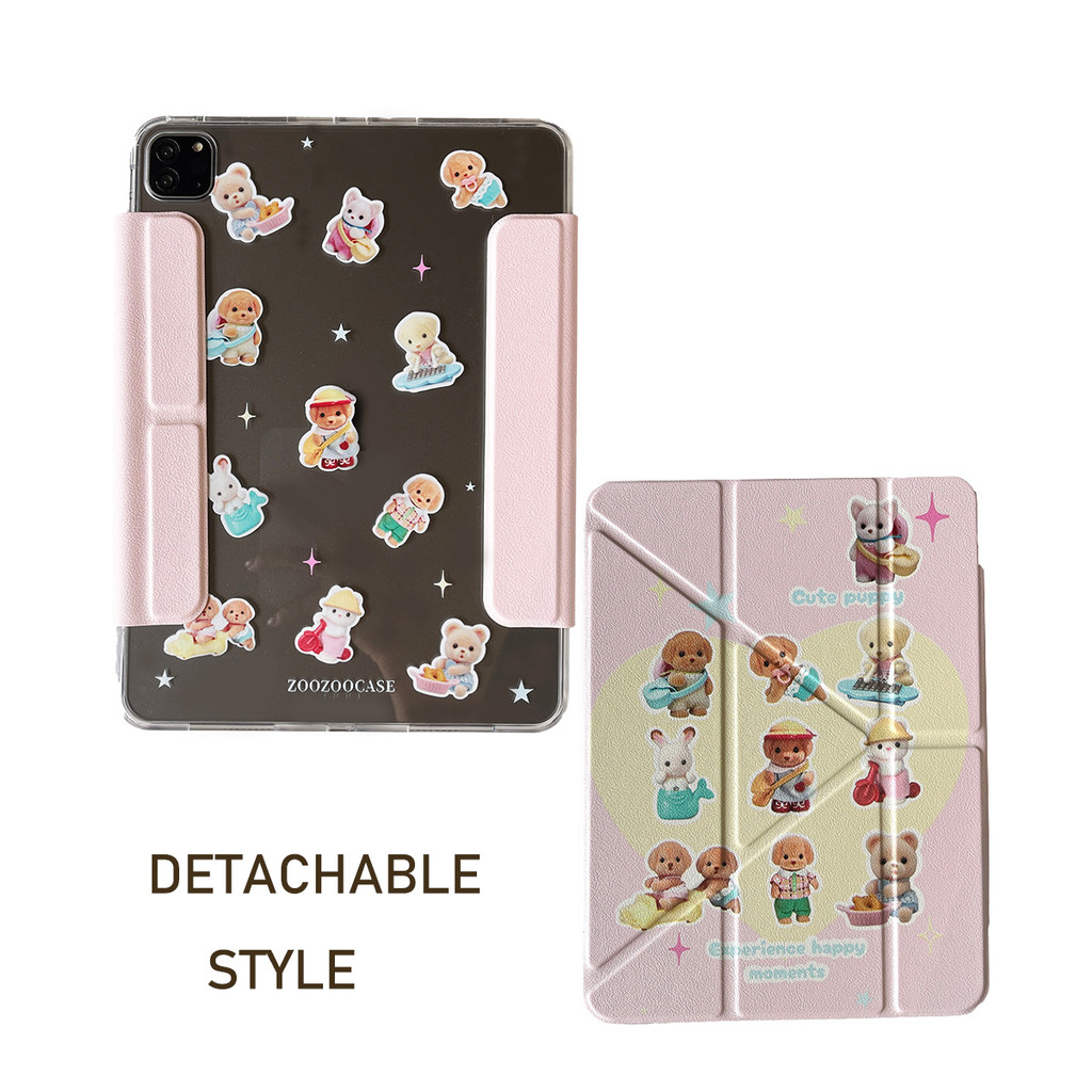 Vỏ Có Thể Tháo Rời Cho Mini6 Mini7 IPad 5 6 7 8 9 10th Air2 Air3 Air4 Air5 Air6 10.9 "Pro10.5 Pro11 Pro12,9 2018 A16 Air M2 Pro M4 11 13 2024 Bao Da Họa Tiết Chó Con Dễ Thương