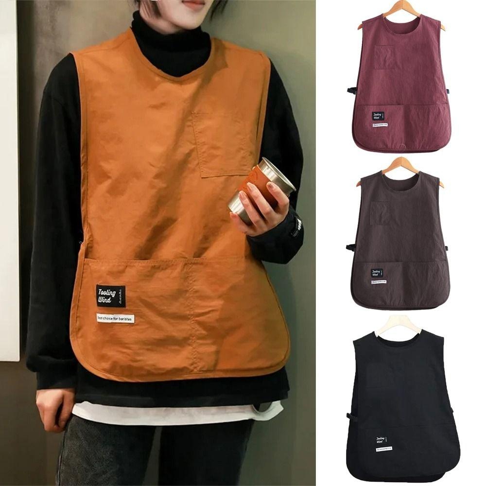 Tạp dề chống vết bẩn SEREIN, Tạp dề tay kiểu áo Vest Nylon chống thấm nước, Phụ kiện quần áo đa năng đơn giản Đồng phục nhà cà phê thoáng khí của đầu bếp và máy chủ