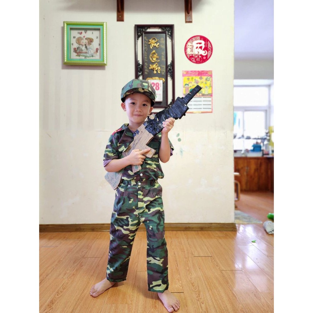 (Sẵn) Bộ đồ hóa trang chú Bộ đội Công An Hải quân Lính rằn ri dễ thương ...
