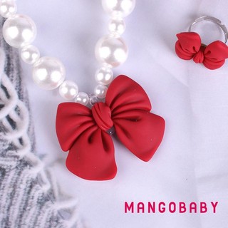 Mg-kid Bộ Trang Sức Thanh Lịch Ngọc Trai Dễ Thương Nơ Vòng Cổ Vòng Tay Bông Tai Cho Bé Gái Quà Tặng Sinh Nhật