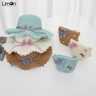 Mũ Cói Chống Nắng Kèm Túi Xách Dễ Thương Thời Trang Mùa Hè Cho Bé