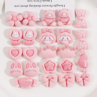 Màu hồng nhạt loạt nơ Tình Yêu Hoa Thỏ vương miện gấu vá kẹp tóc phụ kiện trang sức DIY