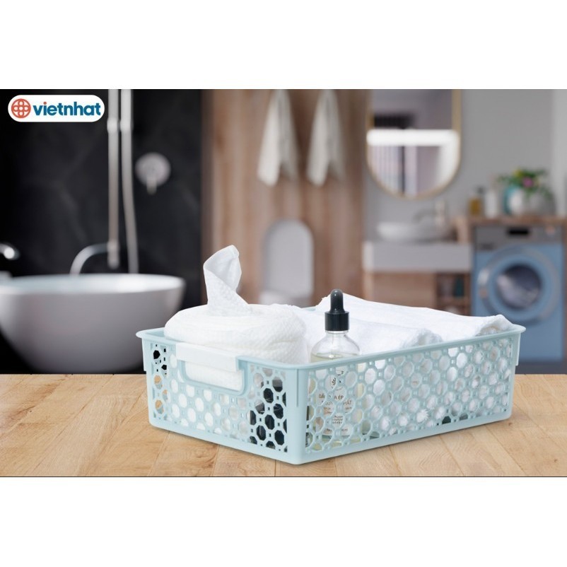 Khay nhựa chữ nhật, rổ nhựa B5, A4 Việt Nhật đa năng đựng tài liệu, đồ dùng văn phòng, học tập