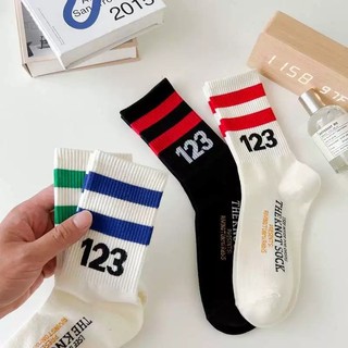 Set 5 đôi tất cổ cao unisex phong cách thể thao họa tiết số 123 siêu hot