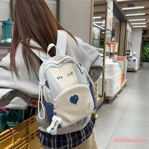 Ba lô đi học trung bình cho bé gái Teen Dễ thương Họa tiết trái tim nhẹ Ba lô du lịch sức chứa lớn