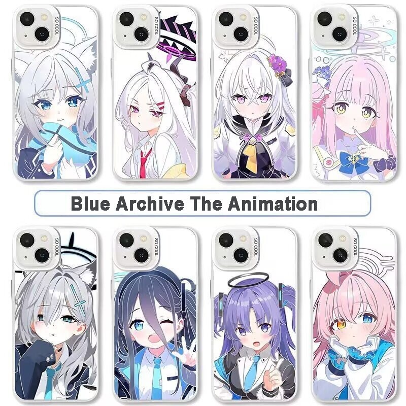 Blue Archive Vỏ Điện Thoại Cho IPhone 7 8 16 Plus Pro Max 6 6s X XS MAX XR SE 2020 2022 Vỏ Bạc Đen Trắng Nhiều Màu Sắc Mờ IMD Cứng Thời Trang Hoạt Hình Anime Cover