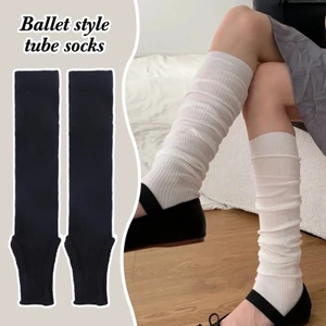 3 đôi tất bắp chân phong cách múa ba lê, nylon co giãn có dây đeo an toàn - Đen, Trắng, Xám