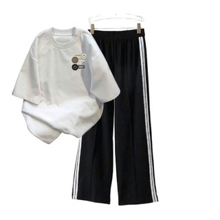 Tổng hợp các sét bộ quần ống rộng chun hách dáng+mix áo phông Form rộng cotton - LUCKY-2