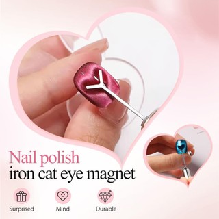 Nam châm trái tim cho sơn Gel mắt mèo Công cụ nghệ thuật làm móng từ tính cho hiệu ứng mắt mèo tuyệt đẹp Bộ dụng cụ làm móng tay tự làm với gậy hướng dẫn hình chữ Y Nam châm làm móng để sử dụng tại nhà và Salon kim loại