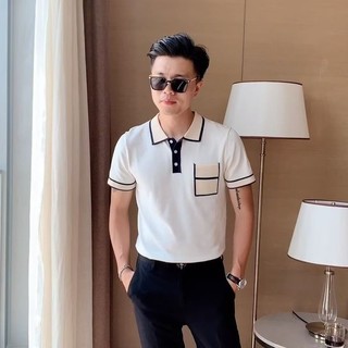 Dịch Thương Chiến Áo sơ mi polo nam tay ngắn ice silk màu phản quang, phù hợp mặc hàng ngày tại văn phòng