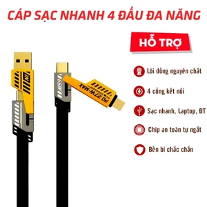 Dây Sạc Siêu Nhanh 4IN1 Chống Gẫy Siêu Bền Tốc Độ Sạc Siêu Nhanh 65W Bảo Hành
