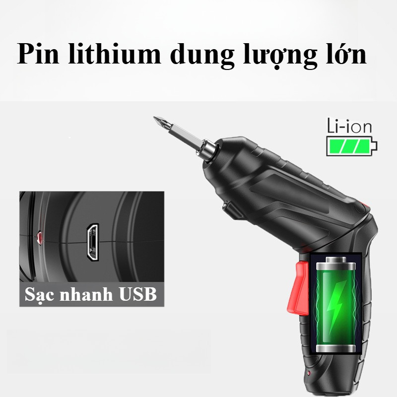 Máy Khoan Điện Không Dây Tuốc Nơ Vít Điện Không Dây Xoay 90°,Nhiều loại mũi khoan khác nhau