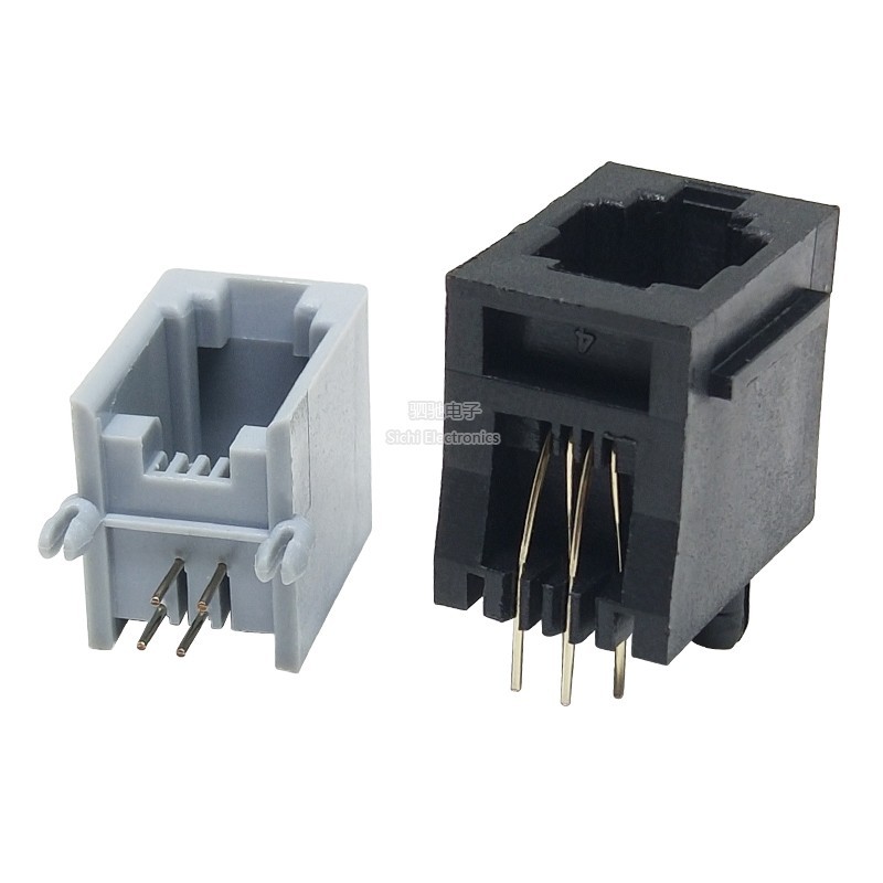Ổ cắm điện thoại RJ11 / RJ45 Đầu pha lê Ổ cắm nữ 4P4C Đen / Xám Dọc / Ngang Loại một cửa có đơn