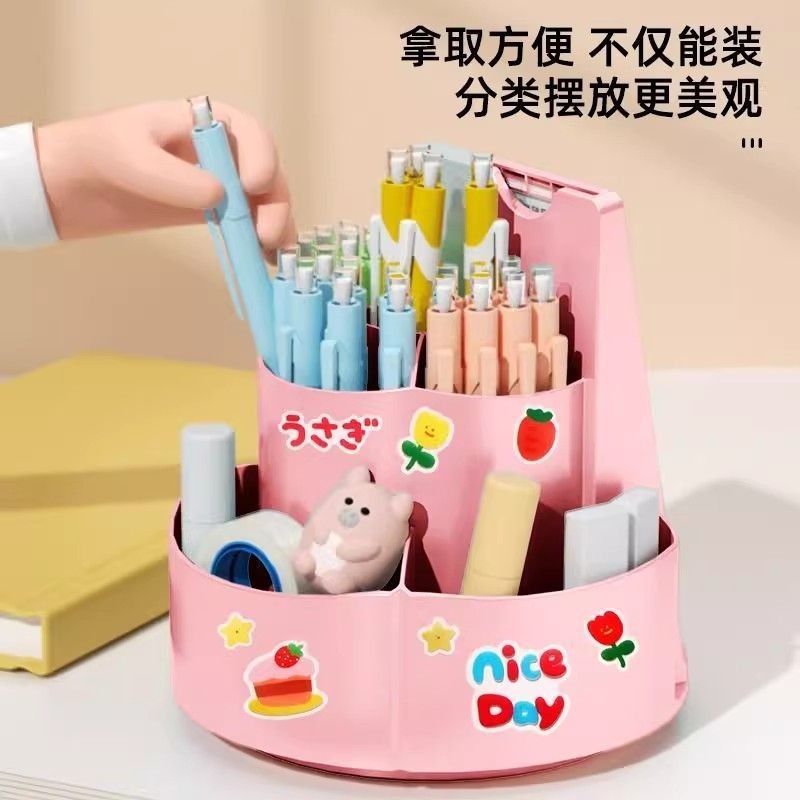 Hộp đựng bút xoay 360 độ Hai trong Một Trẻ em Máy tính để bàn học sinh Hộp đựng bút đa chức năng Đồng hồ tự kỷ luật-