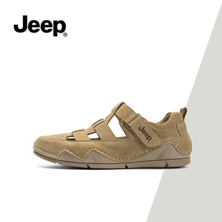 Dép thể thao có lỗ cắt dành cho nữ Jeep - Dép La Mã có đế phẳng thoáng khí thông thường