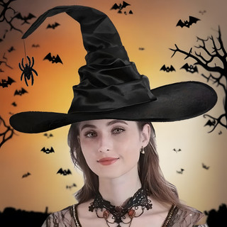 [3-5 Ngày Đến] Mũ Phù Thủy Halloween Với Thiết Kế Nhện Đen, Phụ Kiện Trang Phục Vải Bền Đẹp Cho Người Lớn & Trẻ Em, Cosplay Phù Thủy Dự Tiệc Ma Thuật