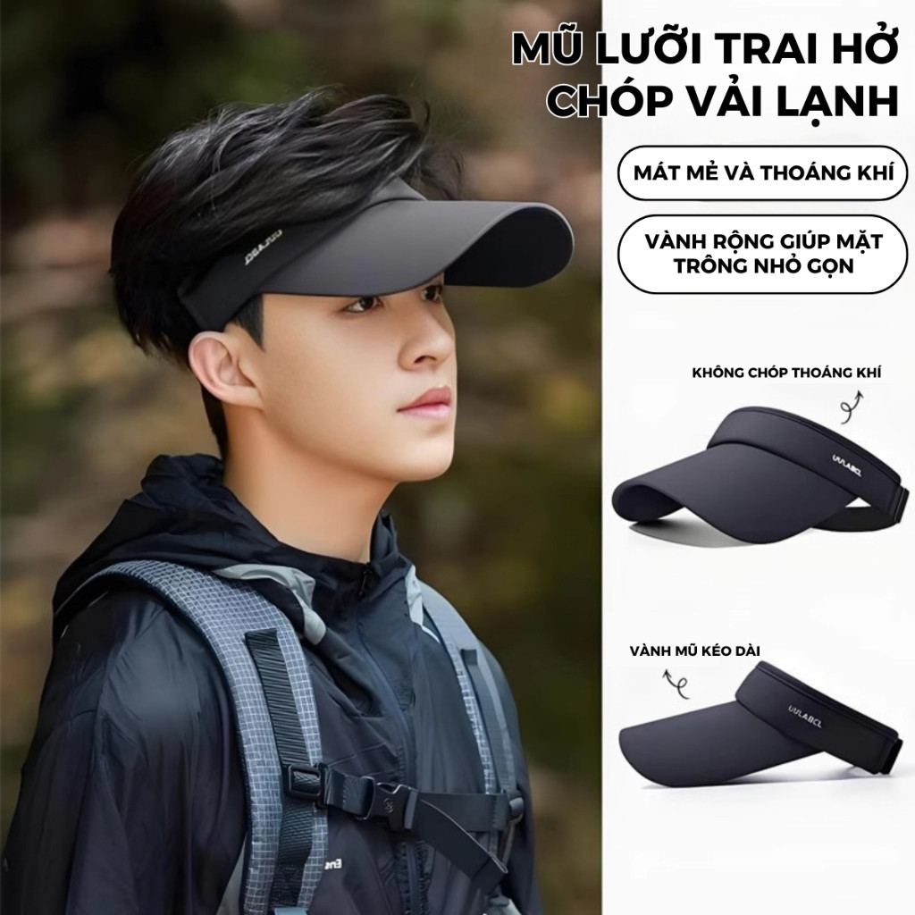 Mũ Lưỡi Trai Nửa Đầu Nam Nữ - Dáng Thể Thao Đa Năng, Chống Tia UV, Thích Hợp Chạy Bộ, Đạp Xe, Tennis