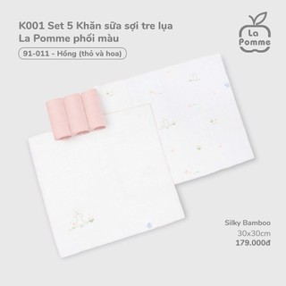 La pomme SS2025 K001 Set 5 Khăn sữa sợi tre lụa La Pomme phối màu (30x30cm) T7.3