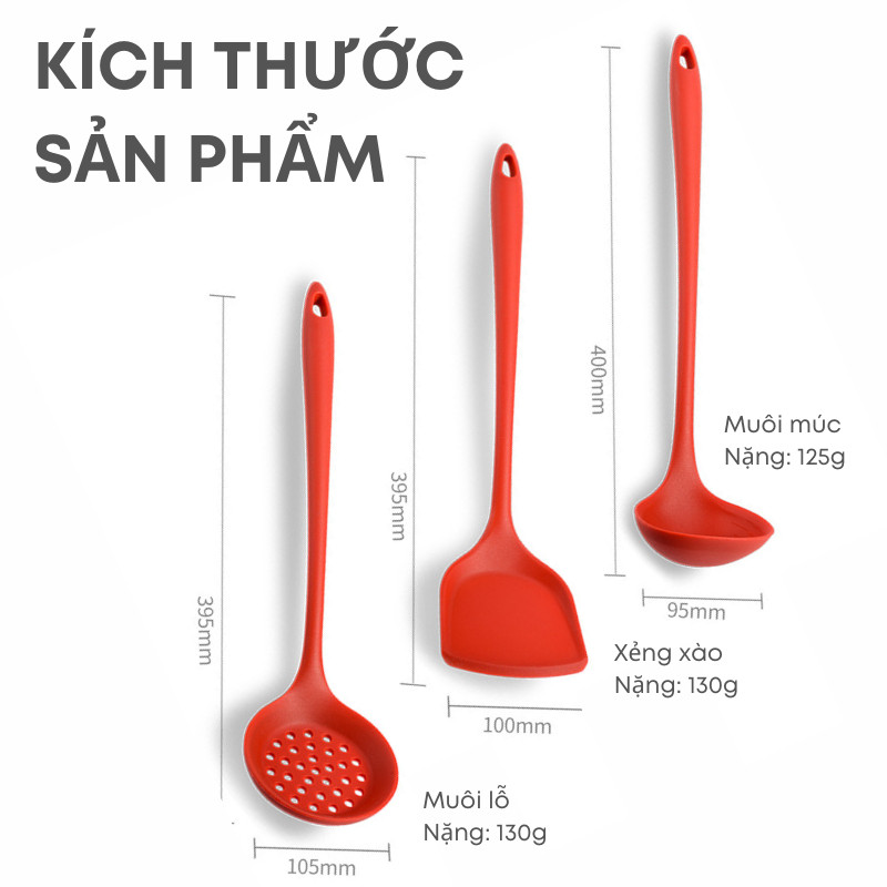 Bộ 05 Dụng Cụ Nhà Bếp KOOBEE: Muôi – Xẻng – Kẹp Gắp – Chổi Quét Dầu –  Chống Dính, Chịu Nhiệt, Không Gây Trầy Chảo | 316