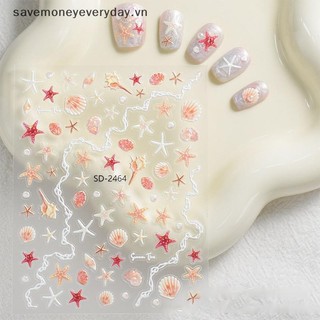 [savemoneyeveryday] Miếng dán móng tay sao biển Nhãn dán trang trí hình sao biển dễ thương cho móng tay DIY 5D Đề can làm móng tay mùa hè tự dính [vn]