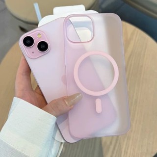 Sang Trọng Mờ Màu Hồng Mạ PC Matte Trong Suốt Từ Tính Ốp Lưng Điện Thoại iPhone 16 15 14 13 12 11 Pro Max 15Plus 14Plus 16Plus Vỏ Cứng Sạc Không Dây Bảo Vệ Từ Tính Chống Sốc