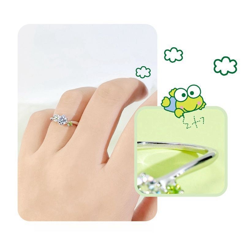 KeroKeroKeroppi Moissanite Series-Đầm Ếch Mắt Lớn Moissanite Nhẫn Kim Cương Đơn