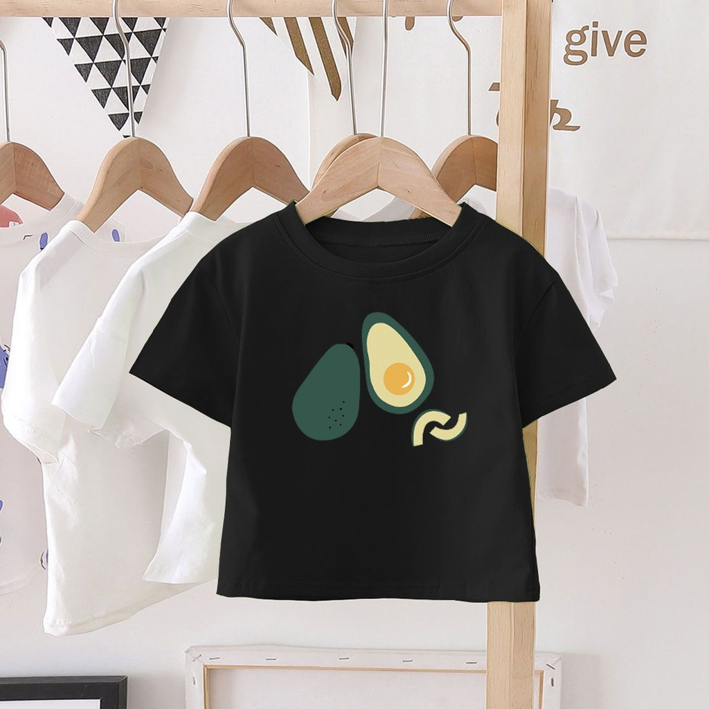 Trẻ Em 2D Hoạt Hình Trái Cây Bơ In Áo Thun Tay Ngắn Mùa Hè Áo Thun Thường Ngày Cho Bé Trai Bé Gái