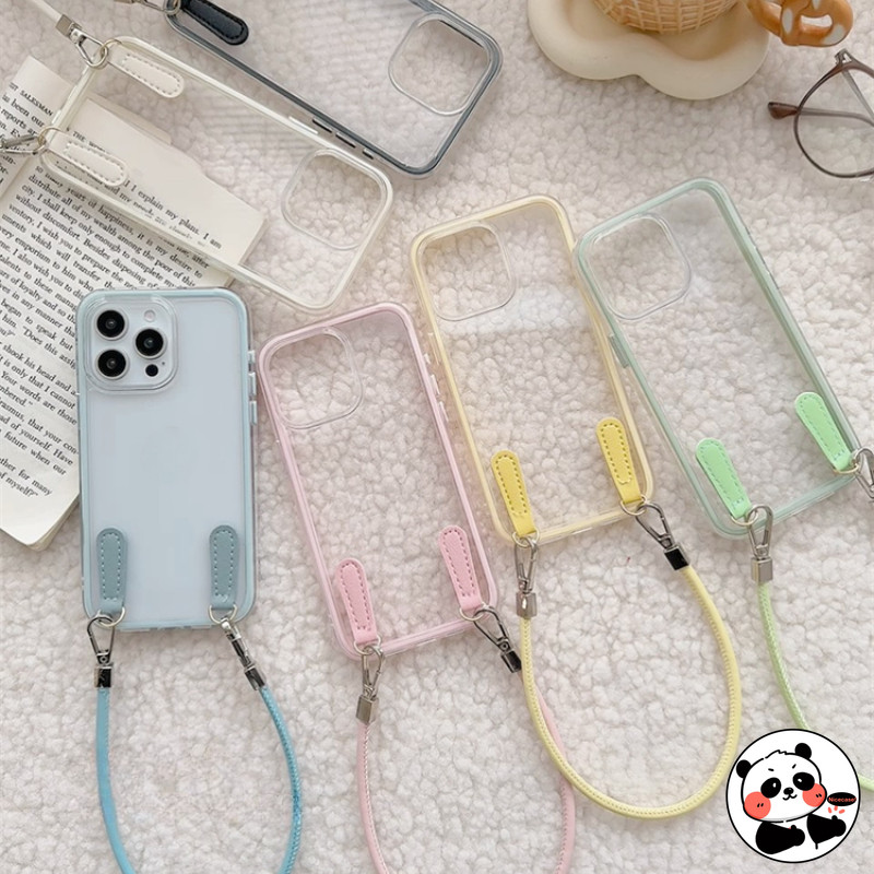 Ốp Điện Thoại 2 Trong 1 Có Dây Đeo Cho Redmi Turbo 4 Pro 3 A4 A3 Pro 5G 4G Vỏ Mềm Trong Suốt Dễ Thương Chống Rơi