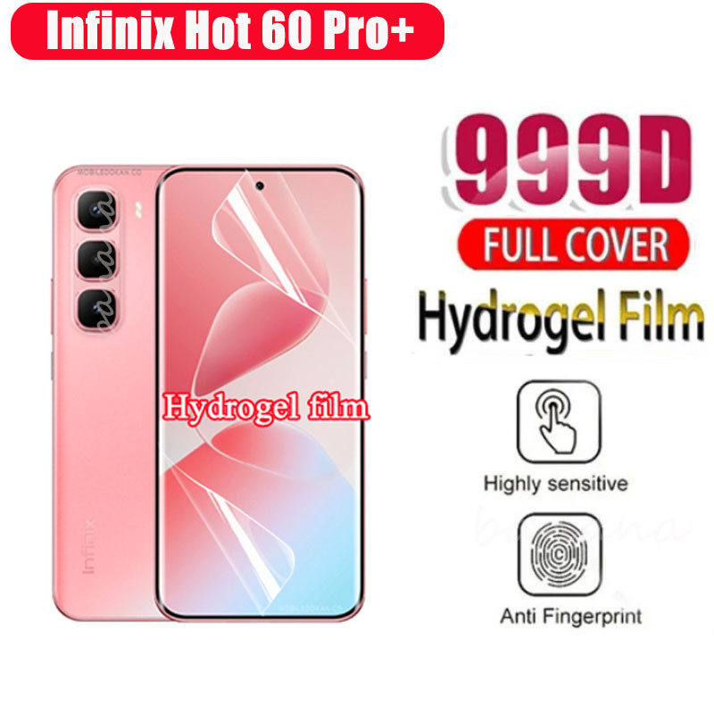 Infinix Hot 60 Pro + Bảo vệ màn hình màng mềm Hydrogel trong suốt hoàn toàn cho Infinix Hot 50 Pro + Hot 60 Pro Hot 60i Front Flim + Back Flim + Ống kính máy ảnh Flim