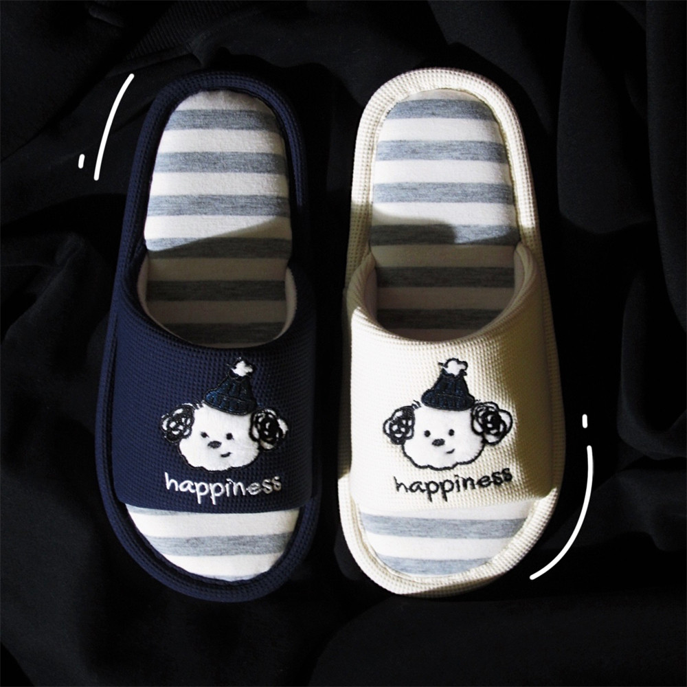 Dép vải lanh Cotton yên tĩnh Giày đế mềm Nhật Bản Fun Hat Puppy Dép bốn mùa Dép vải lanh đa năng Dép đi trong nhà Dép đi trong nhà thấm mồ hôi
