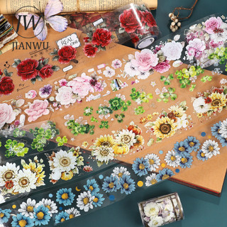 JIANWU 500cm / 600cm Vintage Hoa Phong Cảnh Chất Liệu Cắt Kéo Sổ Lưu Niệm PET Băng Sáng Tạo DIY Tạp Chí Văn Phòng Phẩm