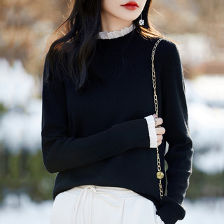 Dệt Kim Áo Len Tay Dài Rời Cổ Tròn Ren Phù Hợp Đi Làm Style Hàn Quốc