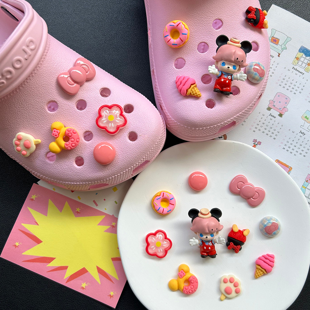 Phụ kiện Pop Mart Dimoo Disney Mickey hoa giày lỗ thích ứng với CROCS, Busch, Zhibixing, tháo rời, ins