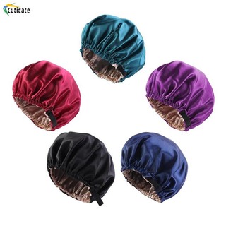 Phụ nữ - Satin mềm mại bonnet hai lớp có thể đảo ngược và điều chỉnh, phù hợp làm mũ ngủ cho cả người lớn và trẻ em