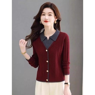 Dệt Kim Áo Len Cổ Polo Tay Dài Cho Nữ, Phong Cách Hàn Quốc, Thích Hợp Thu Đông