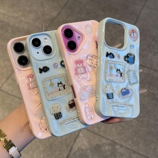 Ốp điện thoại cặp đôi nhãn dán 3D dễ thương cho iPhone 11 16 13 15 14 12 Pro Max Vỏ họa tiết sao băng không đều đơn giản INS Hàn Quốc Thiết kế mới Vỏ bảo vệ chống sốc