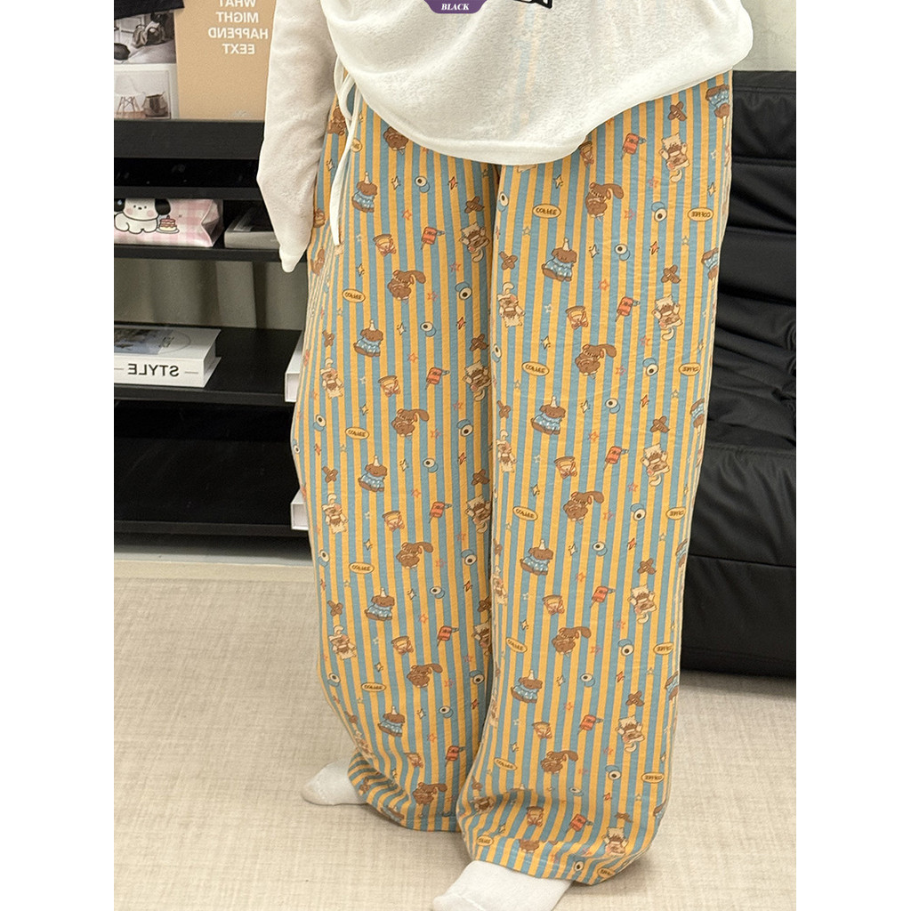 Quần Pyjama Ngắn Cà Phê Sọc Phong Cách Hàn Quốc Cho Nữ Mùa Hè 2025