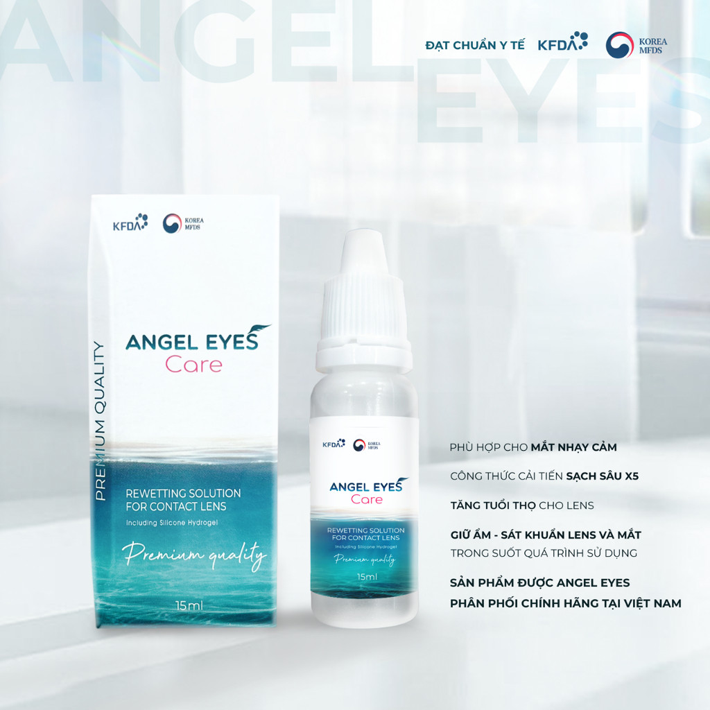 [HÀNG MỚI VỀ] Nước nhỏ mắt lens Angel Eyes Care 15ml cao cấp cho mắt nhạy cảm (Dung dịch nhỏ mắt cho kính áp tròng )