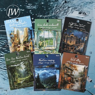 JIANWU The Hazy Rainy Series Vintage City Cây Đường Phố Vật Liệu Phong Cảnh Cắt Dán PET Sáng Tạo DIY Tạp Chí Văn Phòng Phẩm