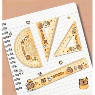 MEOWU Set Bộ 4 Thước Đo Góc Thẳng Tròn Tam Giác Acrylic Hình Cappy Dễ Thương Mới
