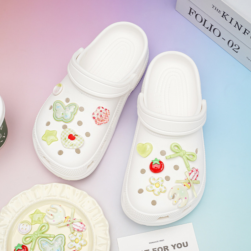 Phụ kiện khóa giày lỗ crocs cao cấp, hoa/nơ/cà chua, dễ tháo rời, tương thích Busch/Zhibixing/ins
