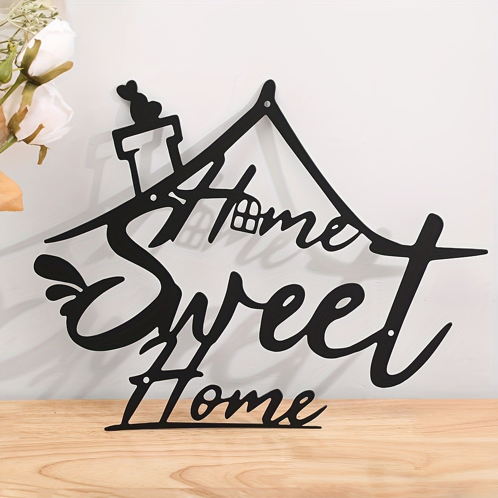 1 Biển hiệu treo tường kim loại "Home Sweet Home" - Trang trí cửa & tường nhà trang trại mộc mạc, Quà tặng tân gia cổ điển cho phòng khách, phòng ngủ & lối vào​