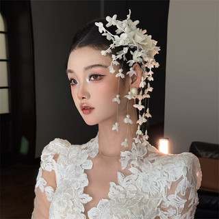 Mũ đội đầu cô dâu phong cách Trung Quốc, vẻ đẹp cổ điển với kẹp tóc phong lan chuông trắng