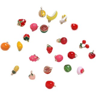 Mạ Đồng Vàng Thật Dễ Thương Mini Trái Cây Bộ Sưu Tập Mặt Dây Chuyền DIY Handmade Trang Sức Tay Vòng Cổ Bông Tai Mặt Dây Chuyền Phụ Kiện