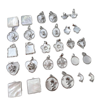 Mạ Vàng Bạch Kim Kẻ Sọc Zircon Fritillary Hoa Hồng Trái Tim Hình Học Mặt Dây Chuyền DIY Vòng Tay Vòng Cổ Mặt Dây Chuyền Phụ Kiện