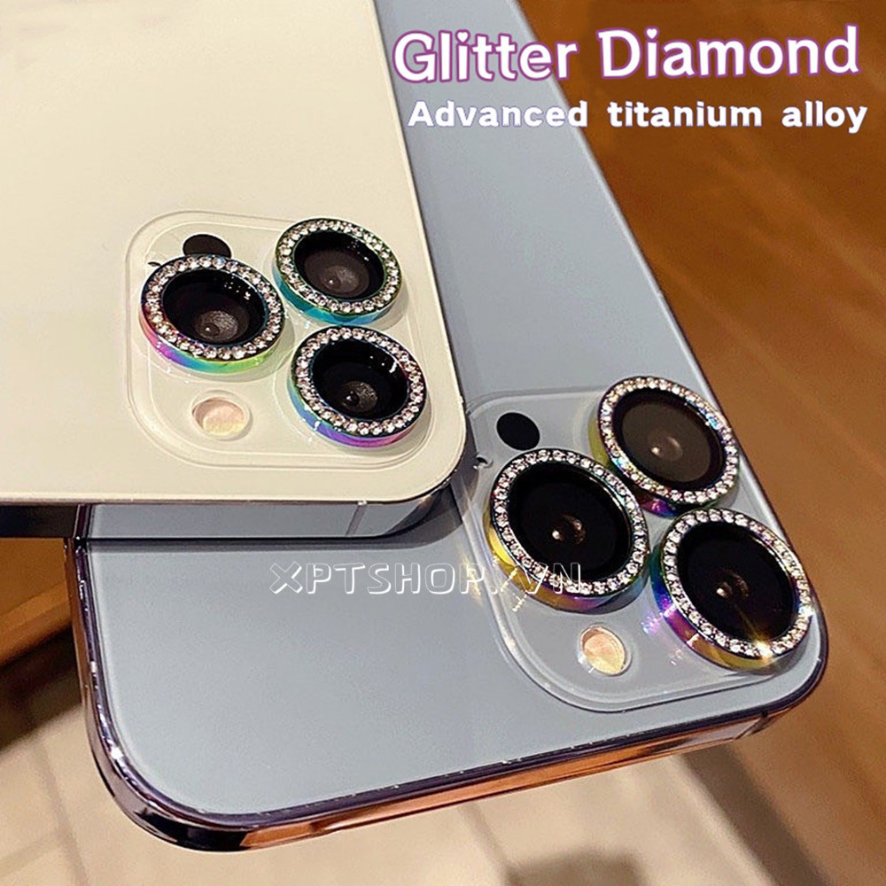 Long Lanh Kim Cương Bảo Vệ Ống Kính Camera Cho iPhone 17 Pro Max 17 Air 16 Plus 15 14 13 12 11 Kính Bảo Vệ Phim