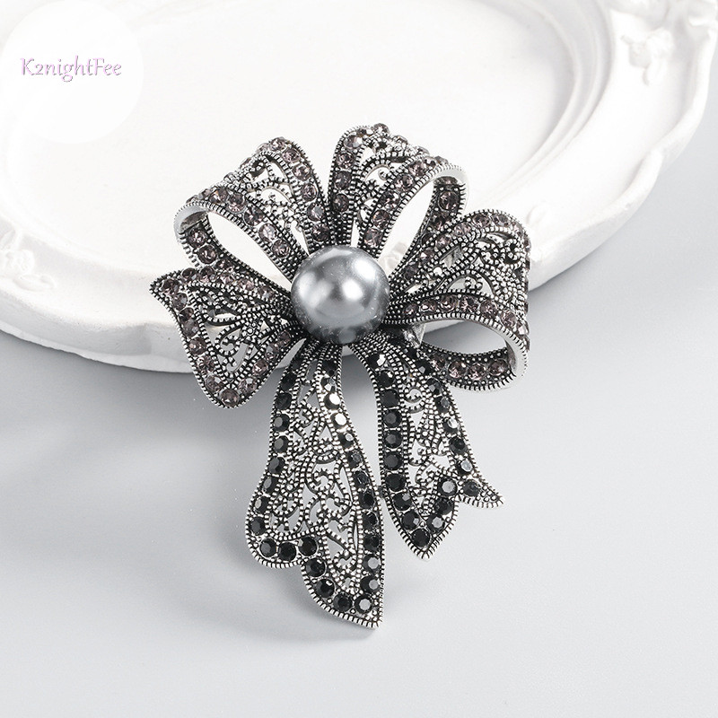 K2nightfee Vintage Kim Cương Giả Ngọc Trai Nơ Trâm Cài Cho Nữ Quần Áo Áo Áo Trang Sức Dự Tiệc Phụ Kiện Quà Tặng VN