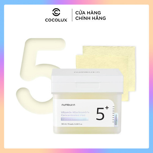 Nước Hoa Hồng Dạng Miếng Toner Pad Numbuzin No.5 Vitamin Niacinamide Concentrated Giúp Tẩy Da Chết & Sáng Da 70 Pads