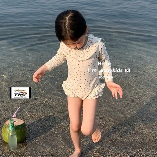 10-32kg Bikini dài tay chấm bi TM phối bèo cho bé gái, bộ bơi cho bé gái, bikiki cho bé, đồ đi biển cho bé gái